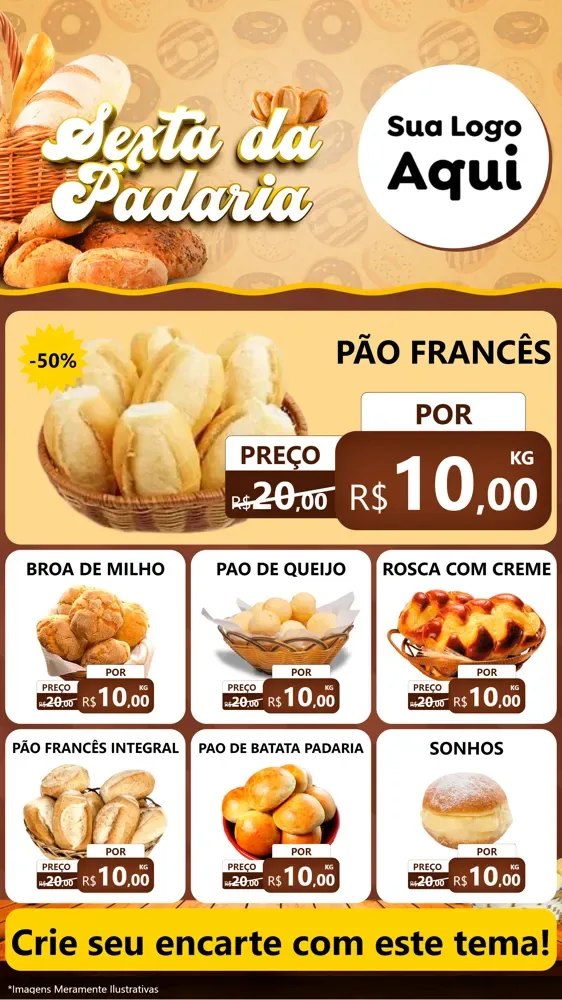 Modelo de Rede Social para Stories com o tema Sexta da Padaria para Padaria