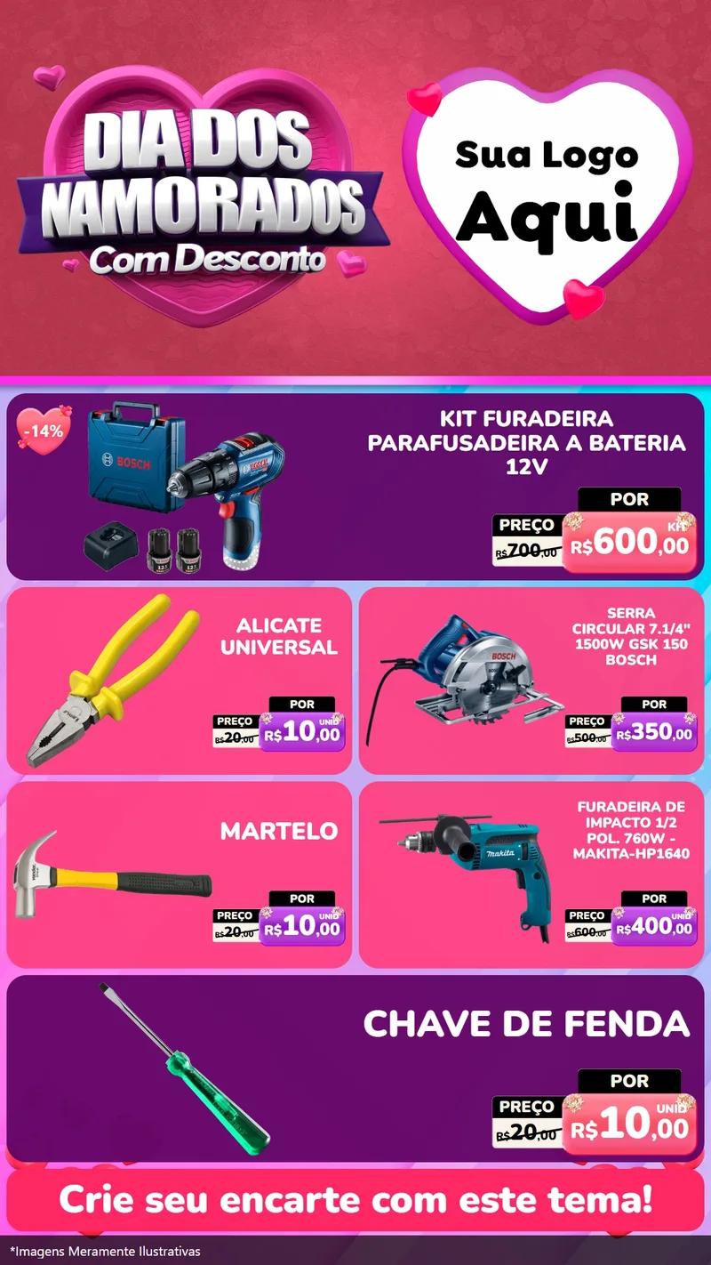 Modelo de TV para TV Vertical com o tema Dia Dos Namorados Com Desconto para Maquinas e Ferramentas