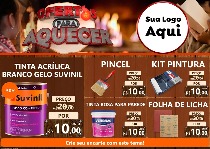 Modelo de Encarte para Encarte A4 Horizontal com o tema Ofertas Para Aquecer para Tintas e Ferramentas