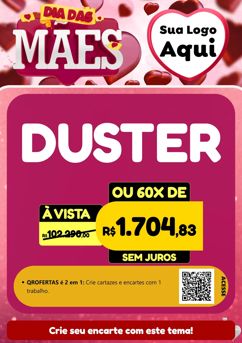 Modelo de Cartaz para Cartaz A4 Vertical com o tema Dia Das Mães para Concessionaria de Carros