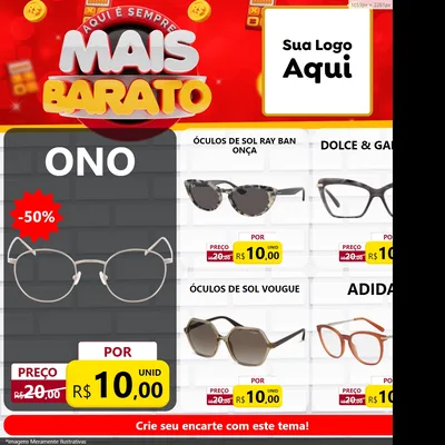 Modelo de Rede Social para Feed Facebook com o tema Mais Barato para Óticas