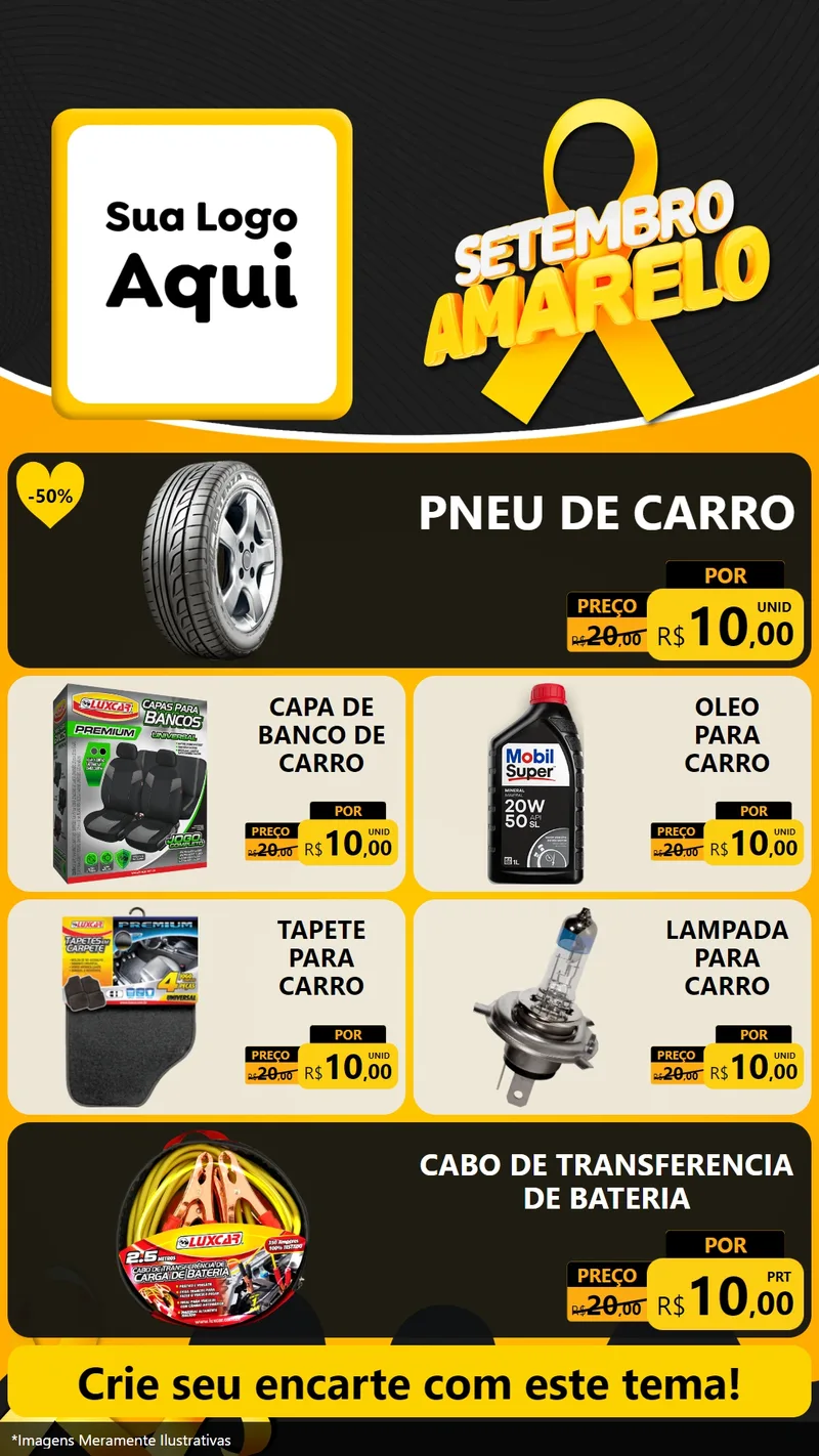 Modelo de TV para TV Vertical com o tema Setembro Amarelo para Auto peças