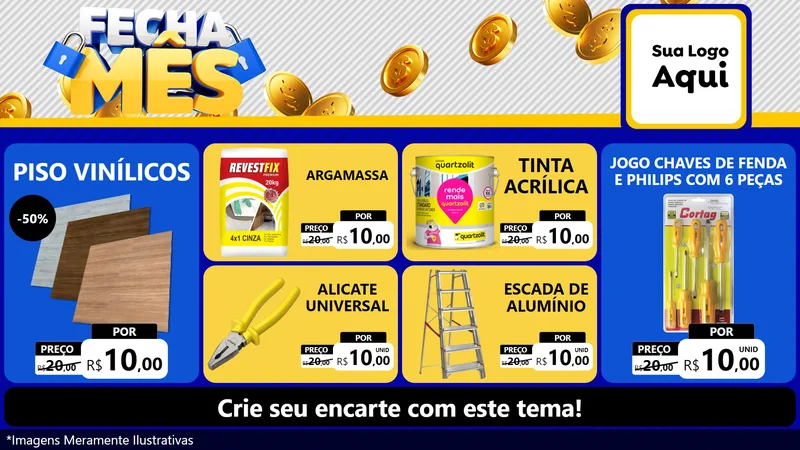Modelo de TV para TV Horizontal com o tema Fecha Mês para Material para Construção