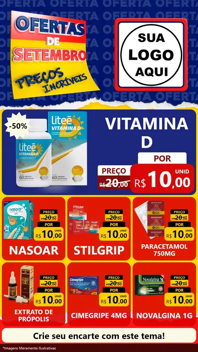 Modelo de Rede Social para Stories com o tema Ofertas de Setembro - Preços Incríveis para Farmácia