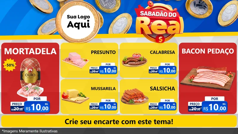 Modelo de TV para TV Horizontal com o tema Sabadão do Real para Frios e Laticínios