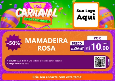 Modelo de Cartaz para Cartaz A4 Horizontal com o tema Pré-Carnaval Com Economia para Bebês