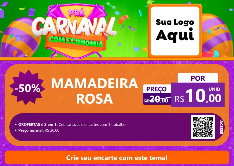 Modelo de Cartaz para Cartaz A4 Horizontal com o tema Pré-Carnaval Com Economia para Bebês