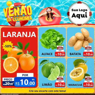 Modelo de Rede Social para Feed Facebook com o tema Verão da Economia para Hortifrúti