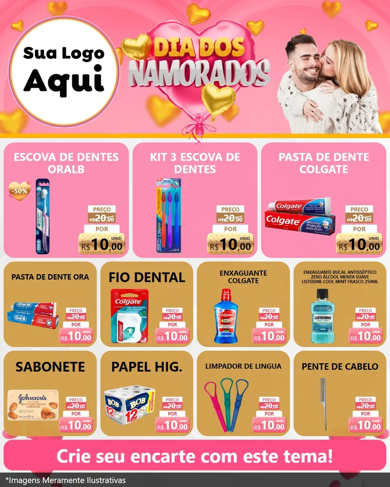 Modelo de Rede Social para Feed Instagram com o tema Dia dos Namorados para Higiene Pessoal