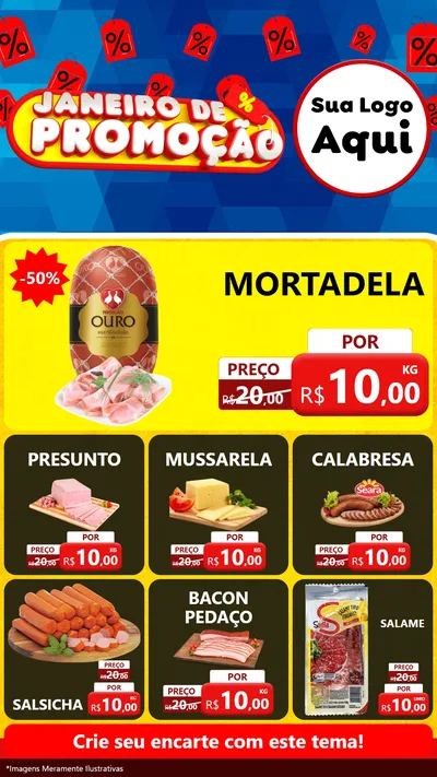 Modelo de Rede Social para Stories com o tema Janeiro de Promoção para Frios e Laticínios