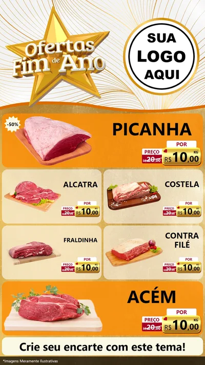 Modelo de TV para TV Vertical com o tema Ofertas Fim de Ano para Açougue