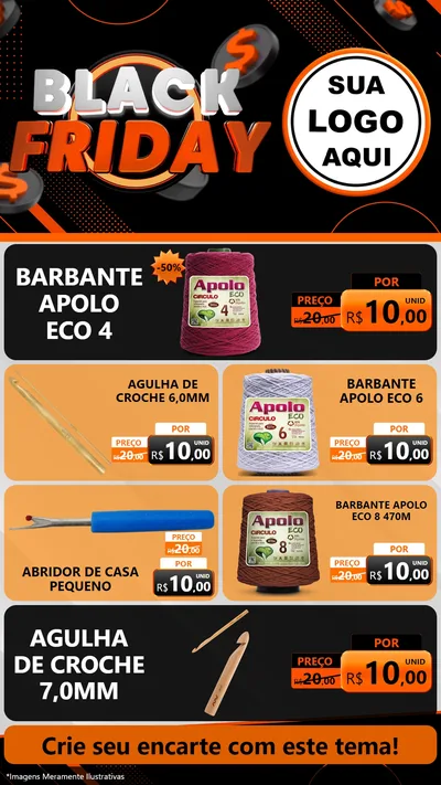 Modelo de TV para TV Vertical com o tema Black Friday para Armarinho e Aviamentos