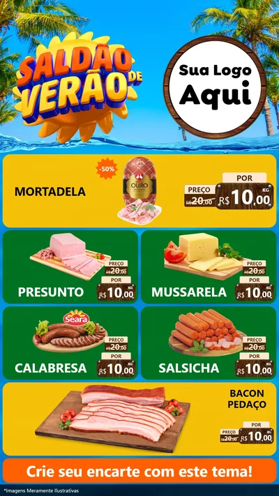 Modelo de TV para TV Vertical com o tema Saldão de Verão para Frios e Laticínios