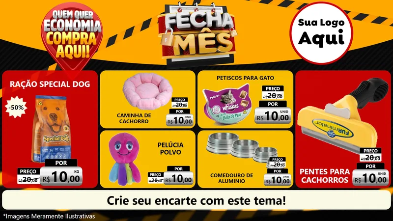 Modelo de TV para TV Horizontal com o tema Fecha Mês para Pet Shop