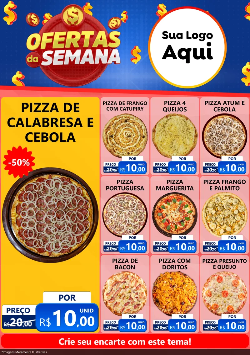 Modelo de Encarte para Encarte A4 Vertical com o tema Ofertas Da Semana para Pizzaria