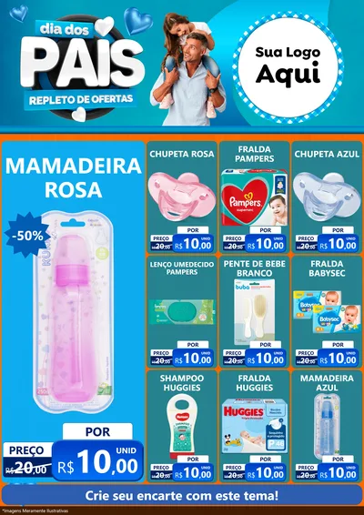 Modelo de Encarte para Encarte A4 Vertical com o tema Dia Dos Pais Repleto de Ofertas para Bebês