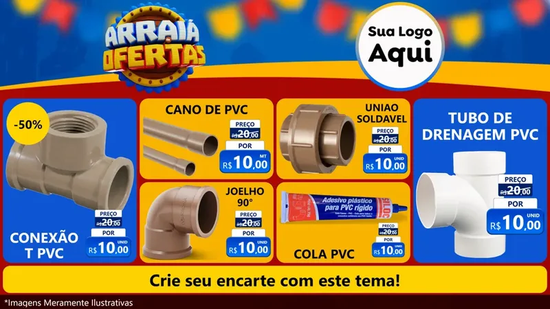 Modelo de TV para TV Horizontal com o tema Arraiá de Ofertas - Junina para Tubos e conexões