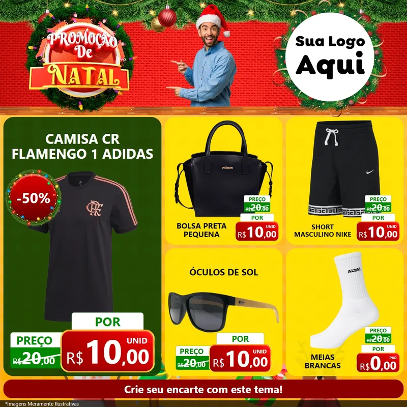 Modelo de Rede Social para Feed Facebook com o tema Promoção de Natal para Roupas e acessórios