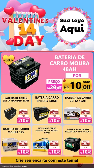 Modelo de Rede Social para Stories com o tema Valentine's Day para Baterias Elétricas