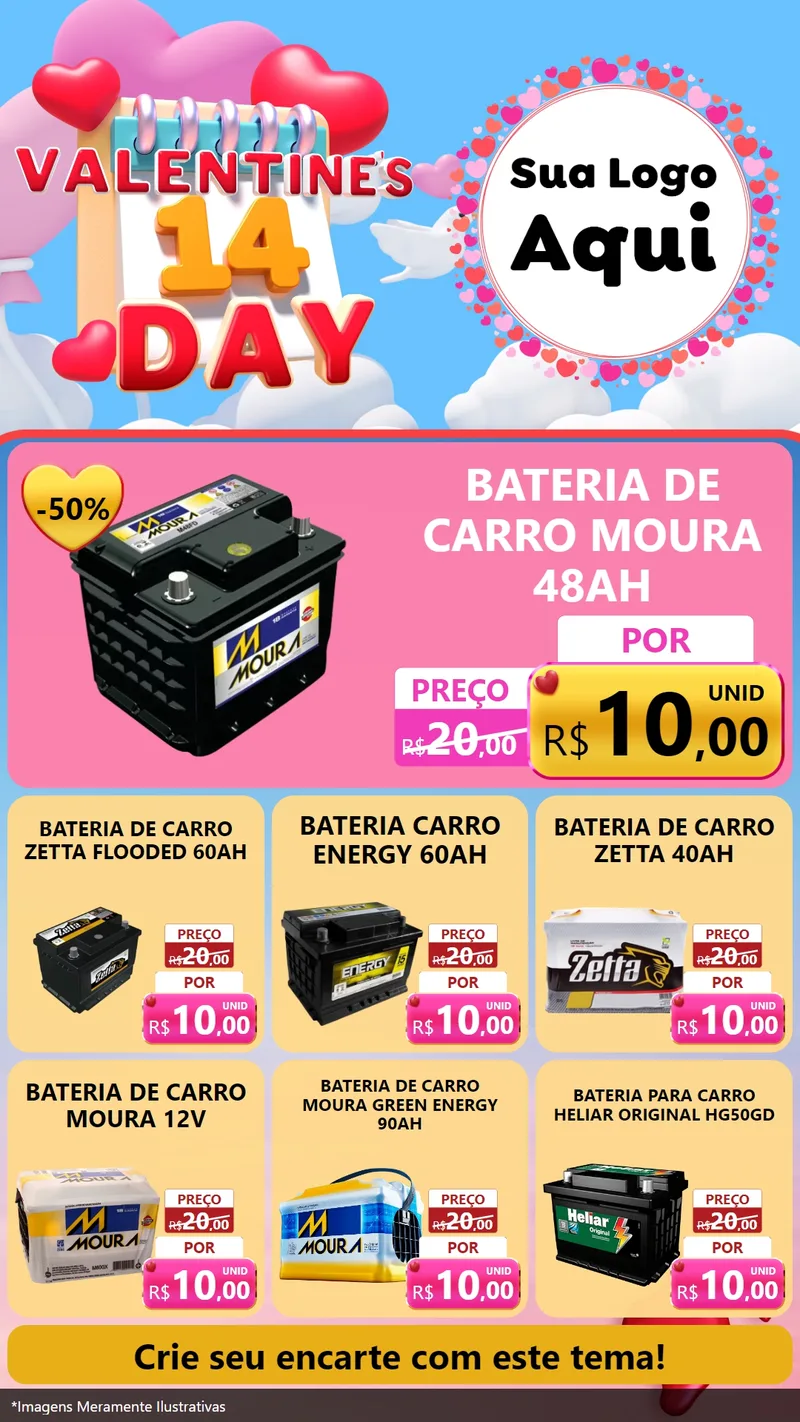 Modelo de Rede Social para Stories com o tema Valentine's Day para Baterias Elétricas