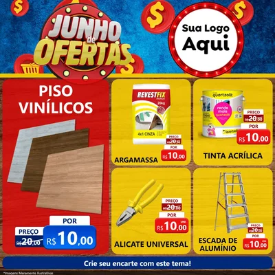Modelo de Rede Social para Feed Facebook com o tema Junho de Ofertas para Material para Construção