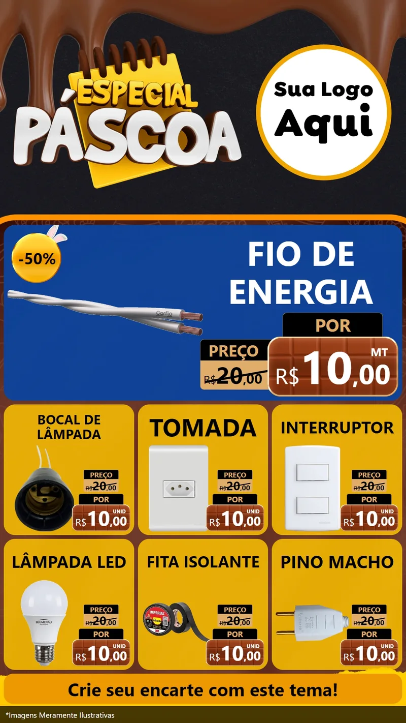 Modelo de Rede Social para Stories com o tema Especial Páscoa para Materiais Elétricos