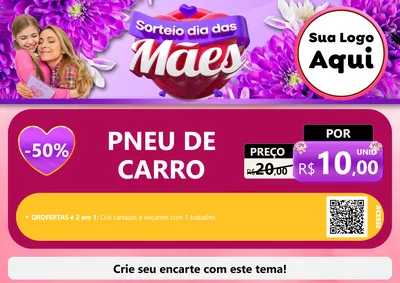 Modelo de Cartaz para Cartaz A4 Horizontal com o tema Sorteio Dia das Mães para Auto peças