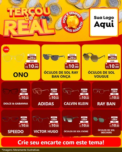 Modelo de Rede Social para Feed Instagram com o tema Terçou do Real para Óticas
