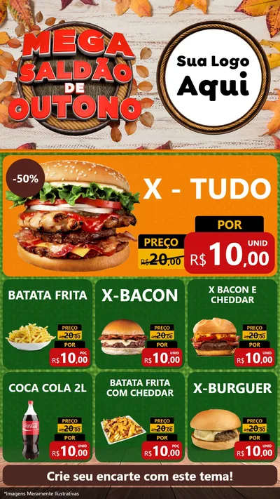 Modelo de Rede Social para Stories com o tema Mega Saldão de Outono para Hamburgueria