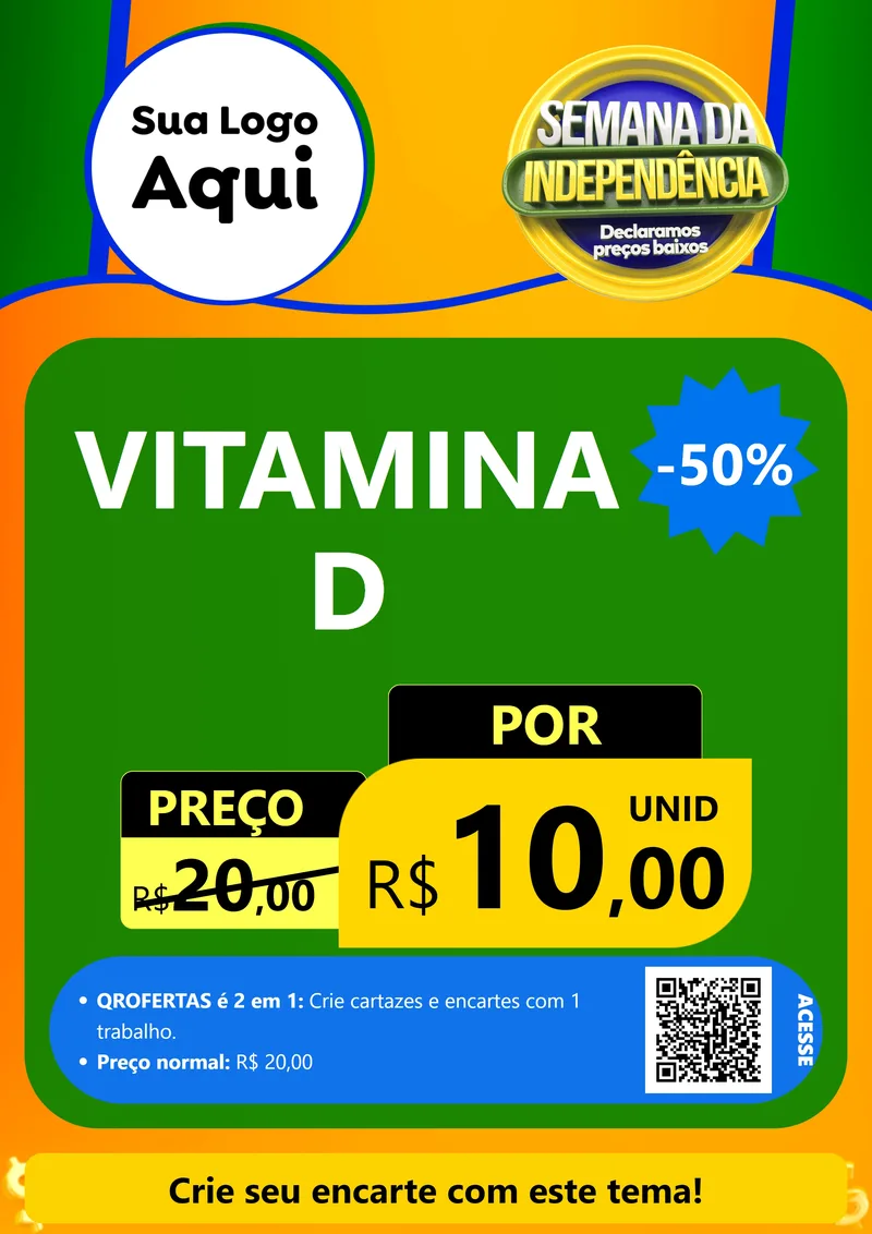 Modelo de Cartaz para Cartaz A4 Vertical com o tema Semana da Independência Declaramos Preços Baixos para Farmácia