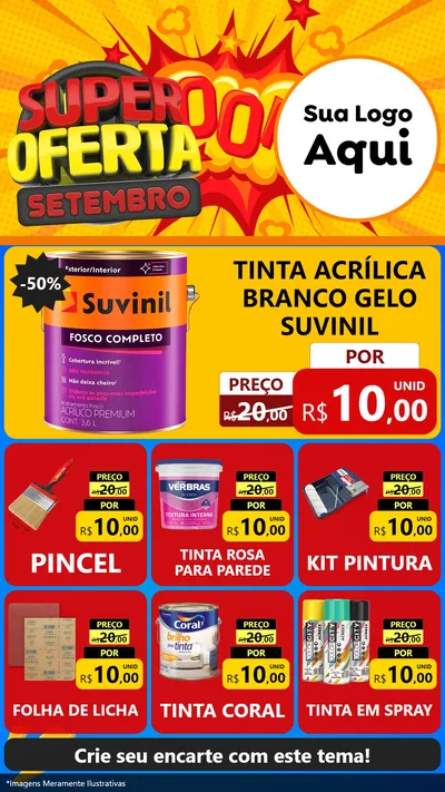 Modelo de Rede Social para Stories com o tema Super Oferta Setembro para Tintas e Ferramentas
