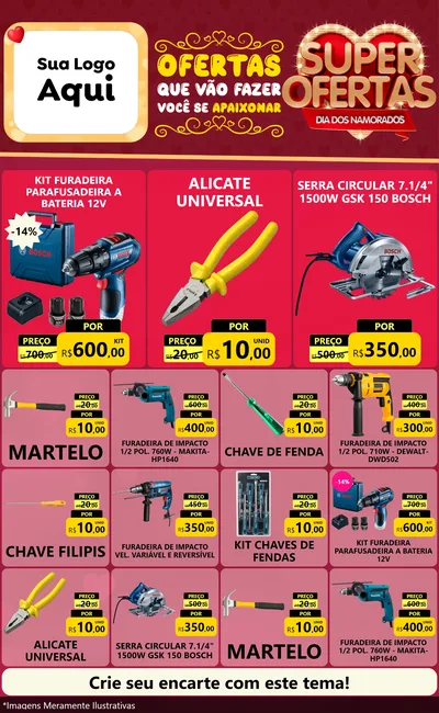 Modelo de Encarte para Encarte Grande com o tema Dia dos Namorados para Maquinas e Ferramentas