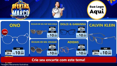 Modelo de TV para TV Horizontal com o tema Ofertas de Março para Óticas