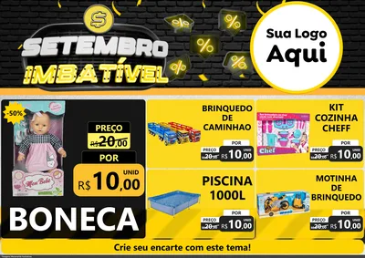 Modelo de Encarte para Encarte A4 Horizontal com o tema Setembro Imbatível para Brinquedos