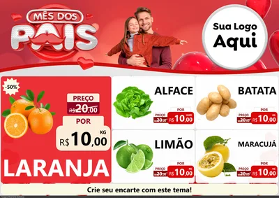 Modelo de Encarte para Encarte A4 Horizontal com o tema Mês dos Pais para Hortifrúti