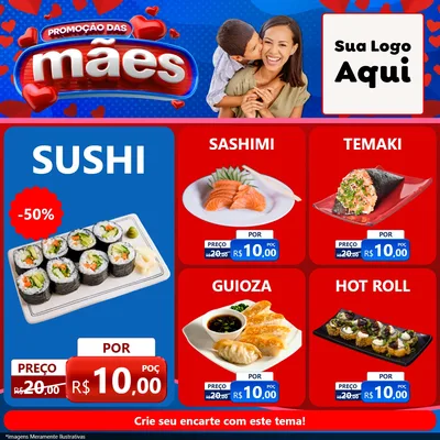 Modelo de Rede Social para Feed Facebook com o tema Promoção das Mães para Comida japonesa