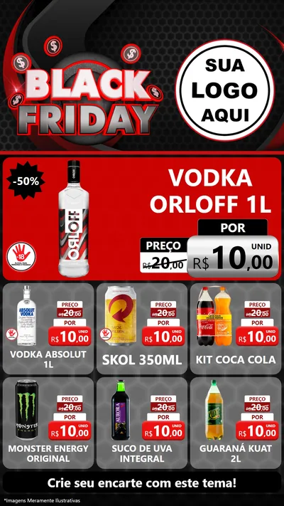 Modelo de Rede Social para Stories com o tema Black Friday para Distribuidora de bebidas