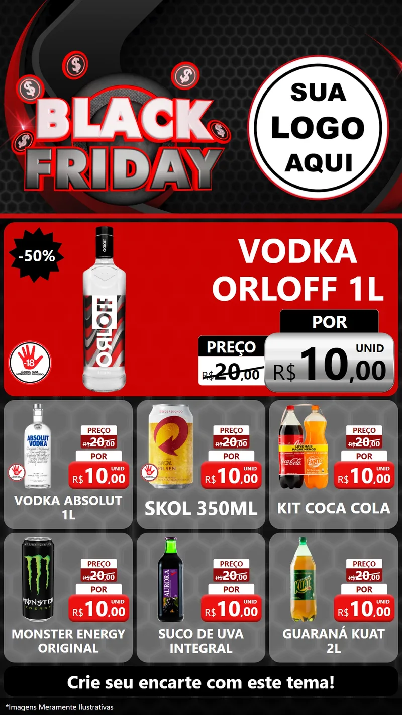 Modelo de Rede Social para Stories com o tema Black Friday para Distribuidora de bebidas