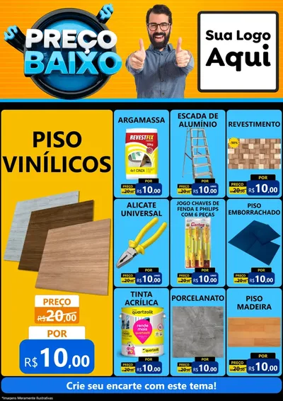 Modelo de Encarte para Encarte A4 Vertical com o tema Preço Baixo para Material para Construção