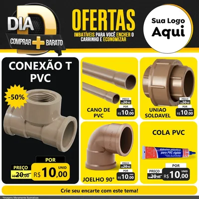 Modelo de Rede Social para Feed Facebook com o tema Dia D Mais Economia para Tubos e conexões