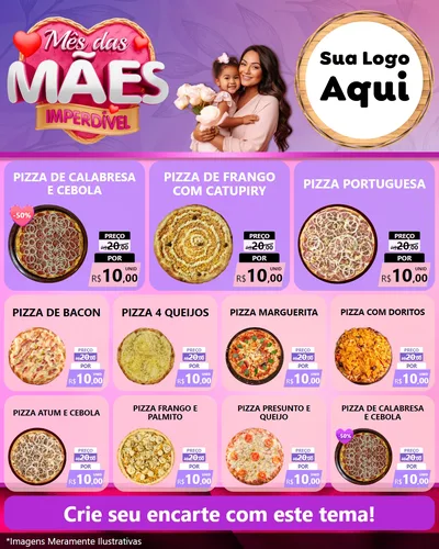 Modelo de Rede Social para Feed Instagram com o tema Mês das Mães Imperdível para Pizzaria