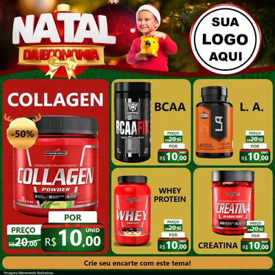 Modelo de Rede Social para Feed Facebook com o tema Natal da Economia para Suplementos alimentares