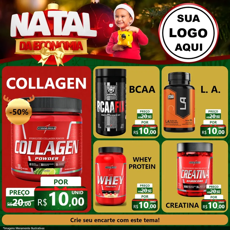 Modelo de Rede Social para Feed Facebook com o tema Natal da Economia para Suplementos alimentares