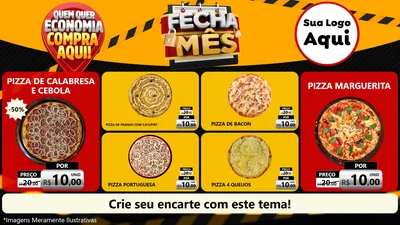 Modelo de TV para TV Horizontal com o tema Fecha Mês para Pizzaria