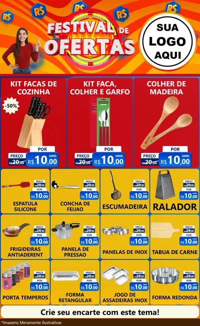 Modelo de Encarte para Encarte Grande com o tema Festival de Ofertas para Utilidades Domésticas