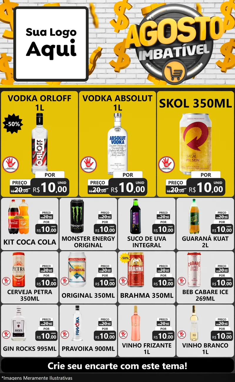 Modelo de Encarte para Encarte Grande com o tema Agosto imbatível para Distribuidora de bebidas