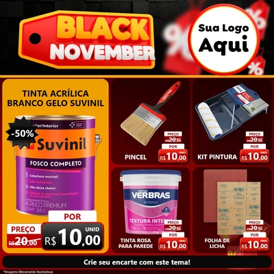 Modelo de Rede Social para Feed Facebook com o tema Black November para Tintas e Ferramentas