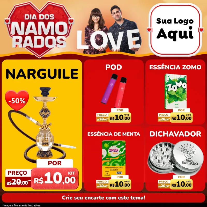 Modelo de Rede Social para Feed Facebook com o tema Dia dos Namorados para Tabacaria