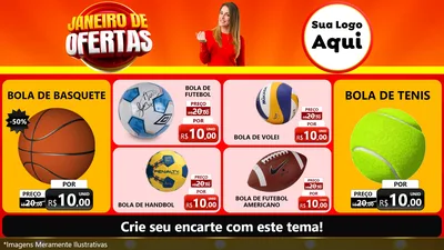 Modelo de TV para TV Horizontal com o tema Janeiro de Ofertas para Artigos Esportivos