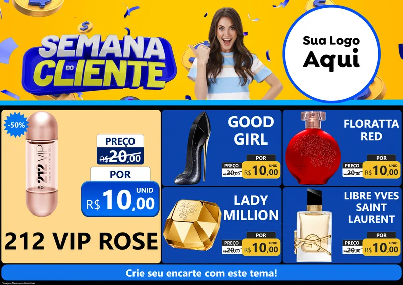 Modelo de Encarte para Encarte A4 Horizontal com o tema Semana do Cliente para Perfumes